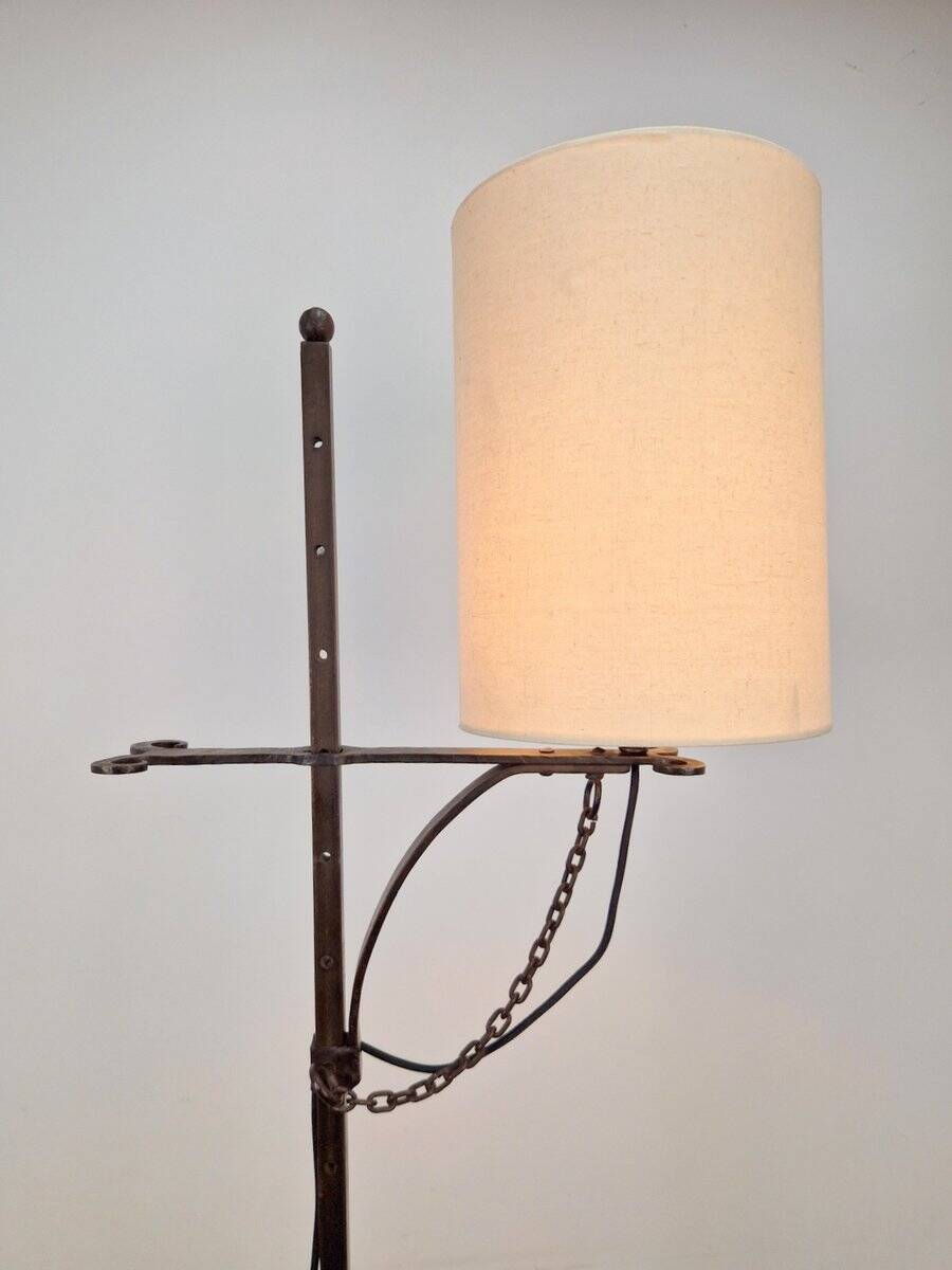 Brutalist Floor Lamp in Wrought Iron, 1950s
