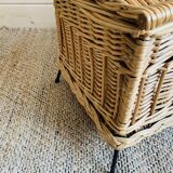 Coffre banc vintage en osier