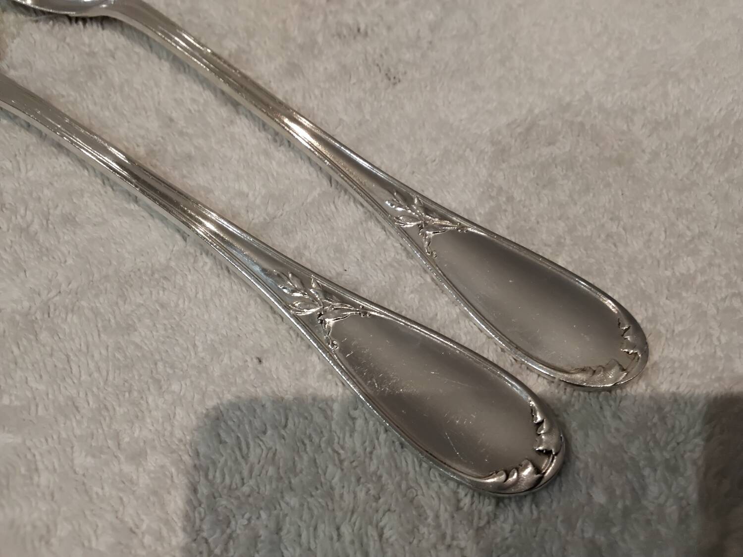 2-piece silver-plated salad serving set, Ercuis Lauriers goldsmith