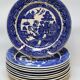 9 Antique Plates 19th Century Blue Willow Pattern Chinese Blue Decor
