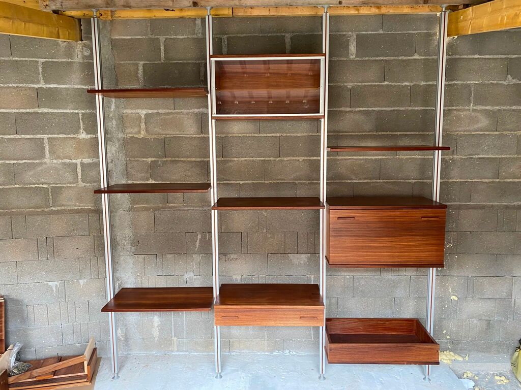 Modular system library Scandinavian teak Roche Bobois 70s