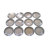 Lot de 12 assiettes plates anciennes en faience