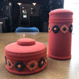 Vintage orange toilet storage boxes