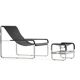 Contemporary Artisan Chaise Longue in aged silver steel and black leather