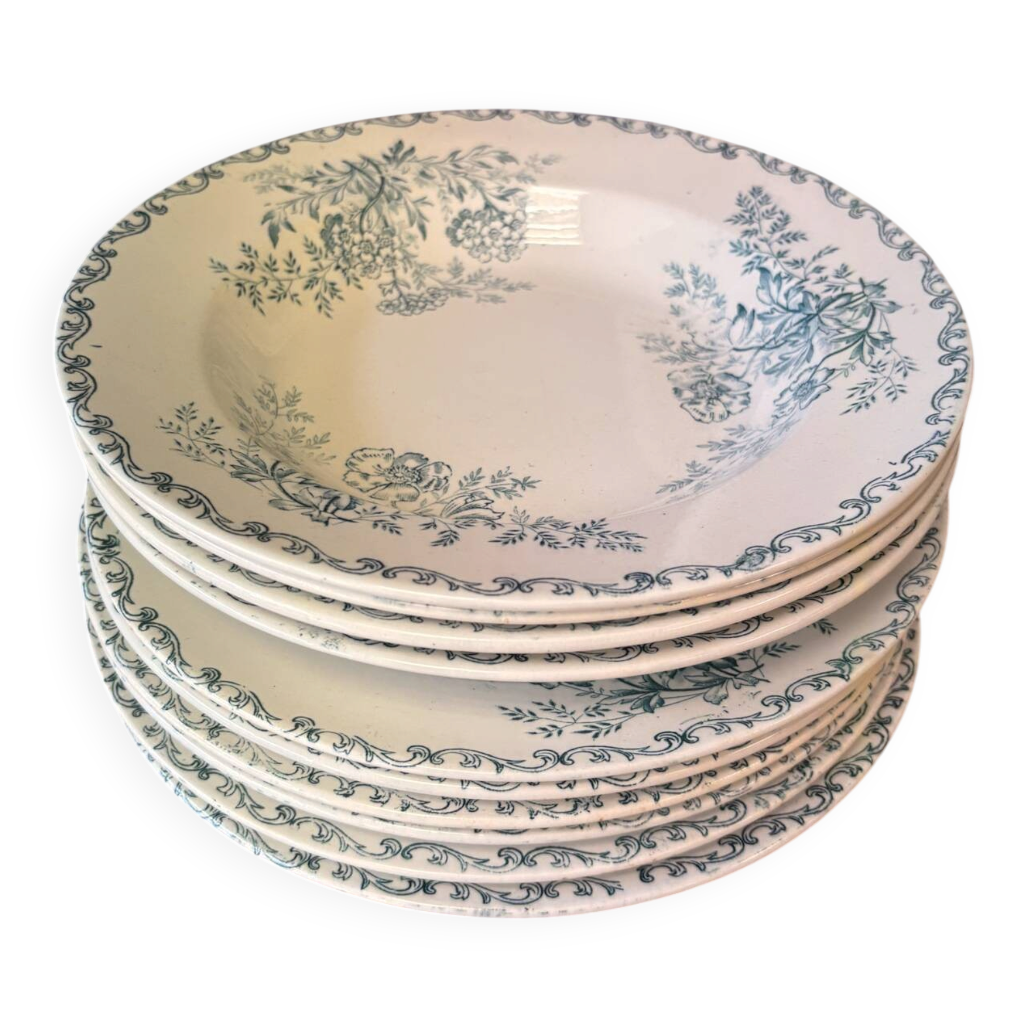 Lot de 10 assiettes vintage “Églantine” – L’Épargne Toulouse