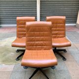 Conference armchair in fawn leather - 1980
