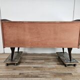 1950s six-drawer chest of drawers with glass top