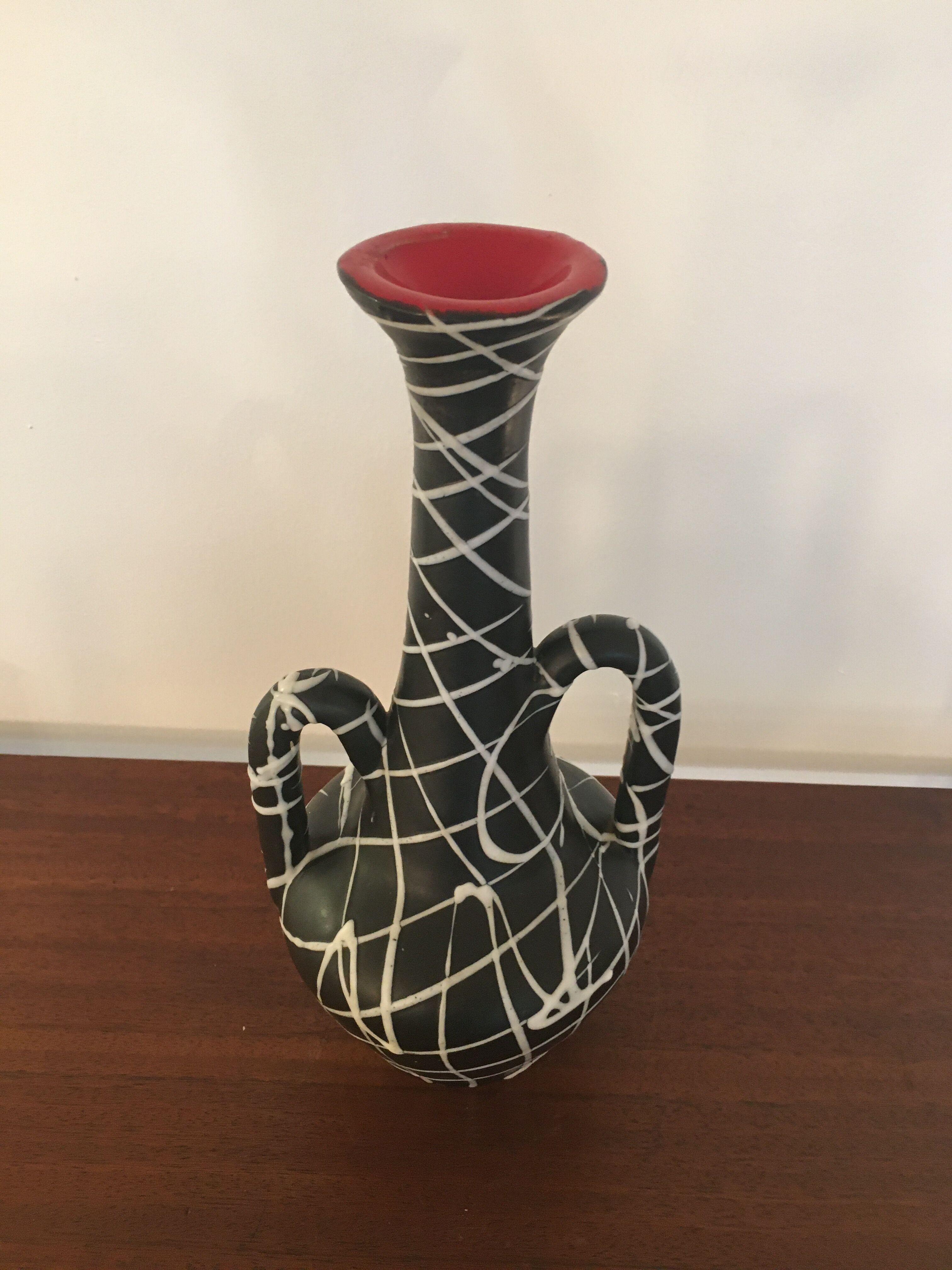 Vase vallauris, white and black, vintage year 60
