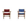 Pair of vintage oak chairs lacquered by Hans J. Wegner for Getama