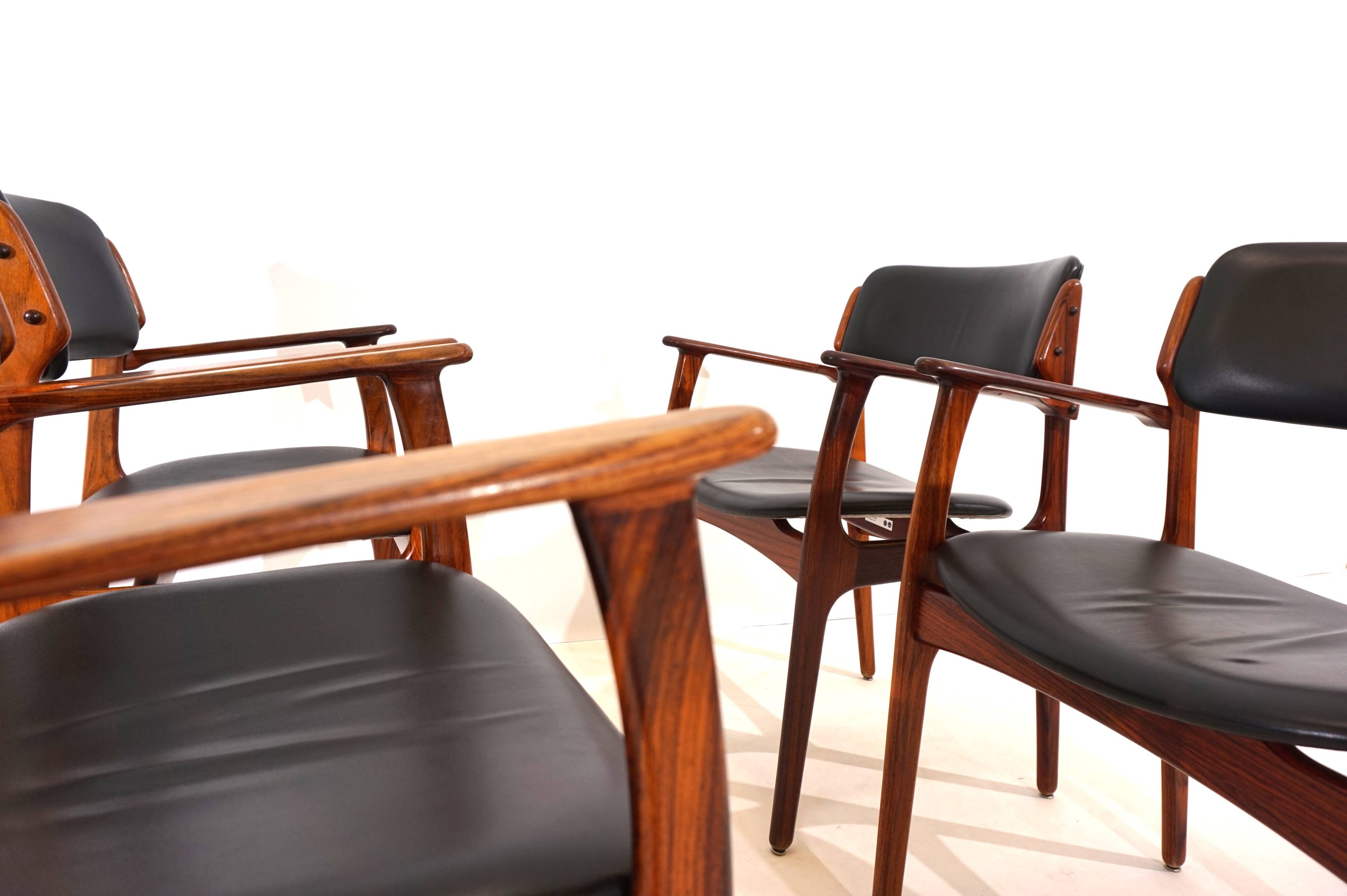 Erik Buck lot de 4 chaises de salle à manger en palissandre OD 50 pour OD Mobler