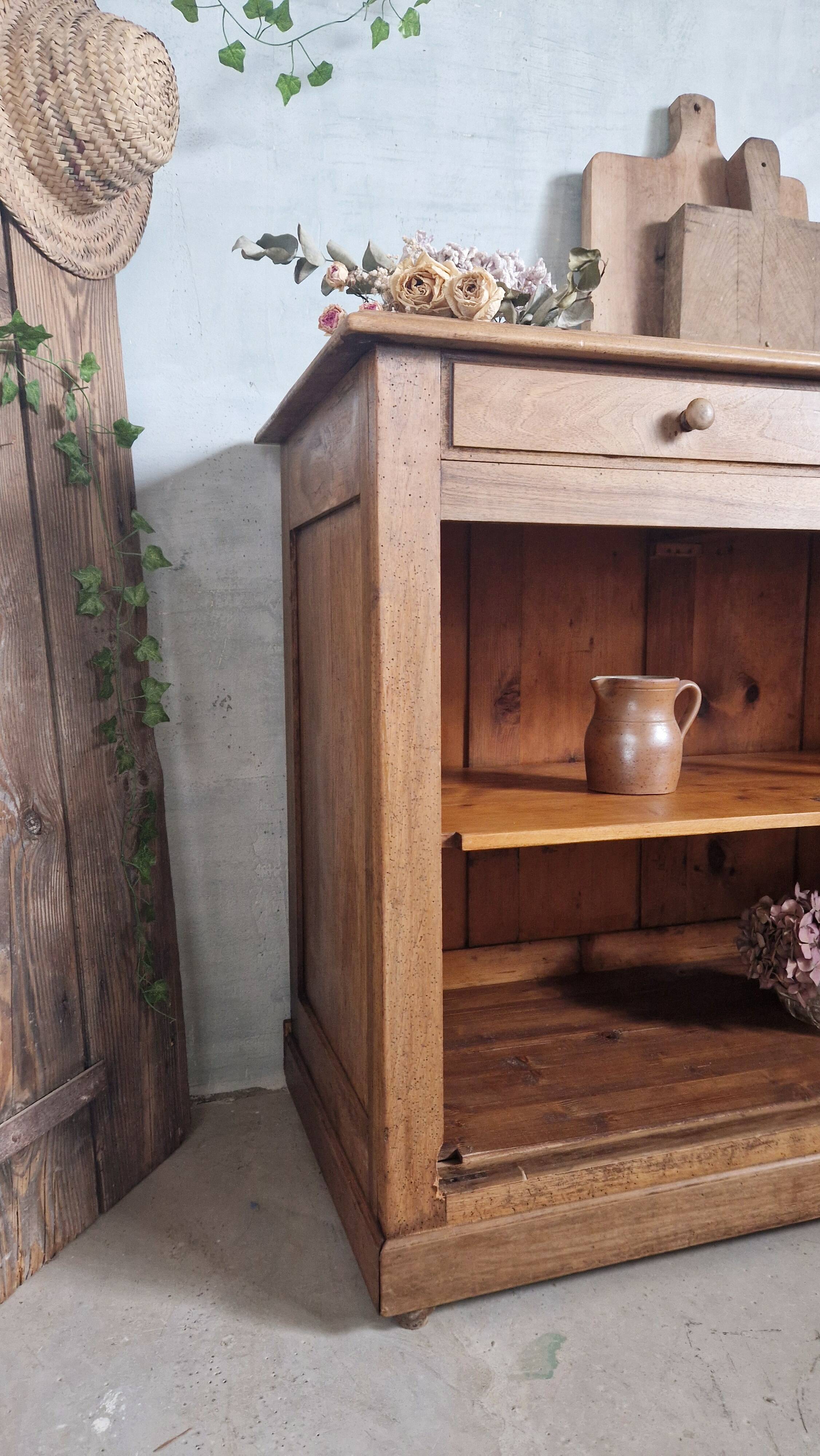 Old open walnut buffet