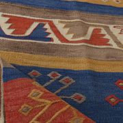3x14 Navy Blue & Red Kilim Rug, 100x410 Rare Size Kilim Rug,Wool Runner Rug