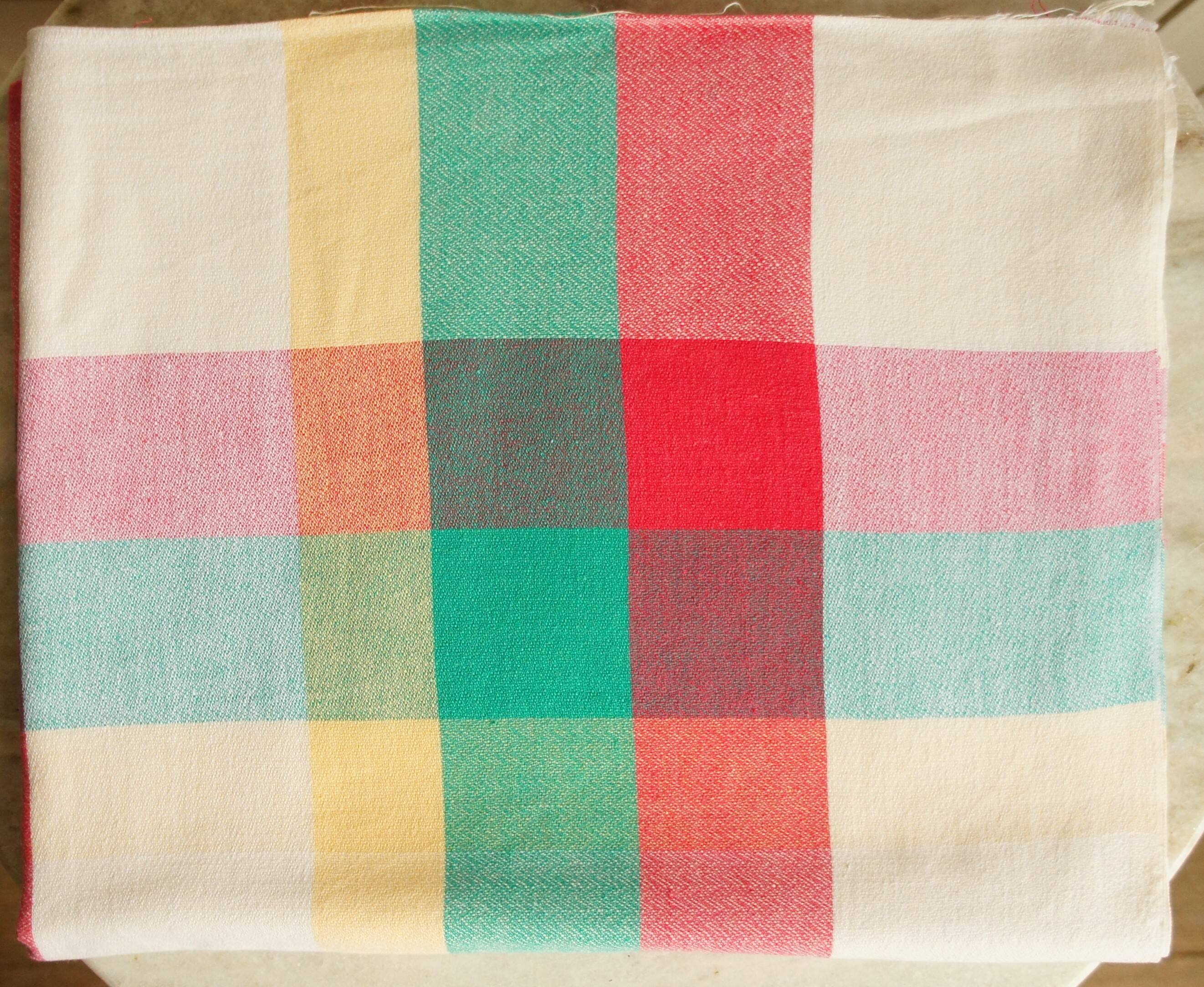 Vintage cotton checkered tablecloth