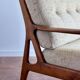 Fauteuil scandinave vintage années 80 – bois et tweed beige