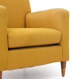 Yellow fabric armchairs, 1950s, set of 2