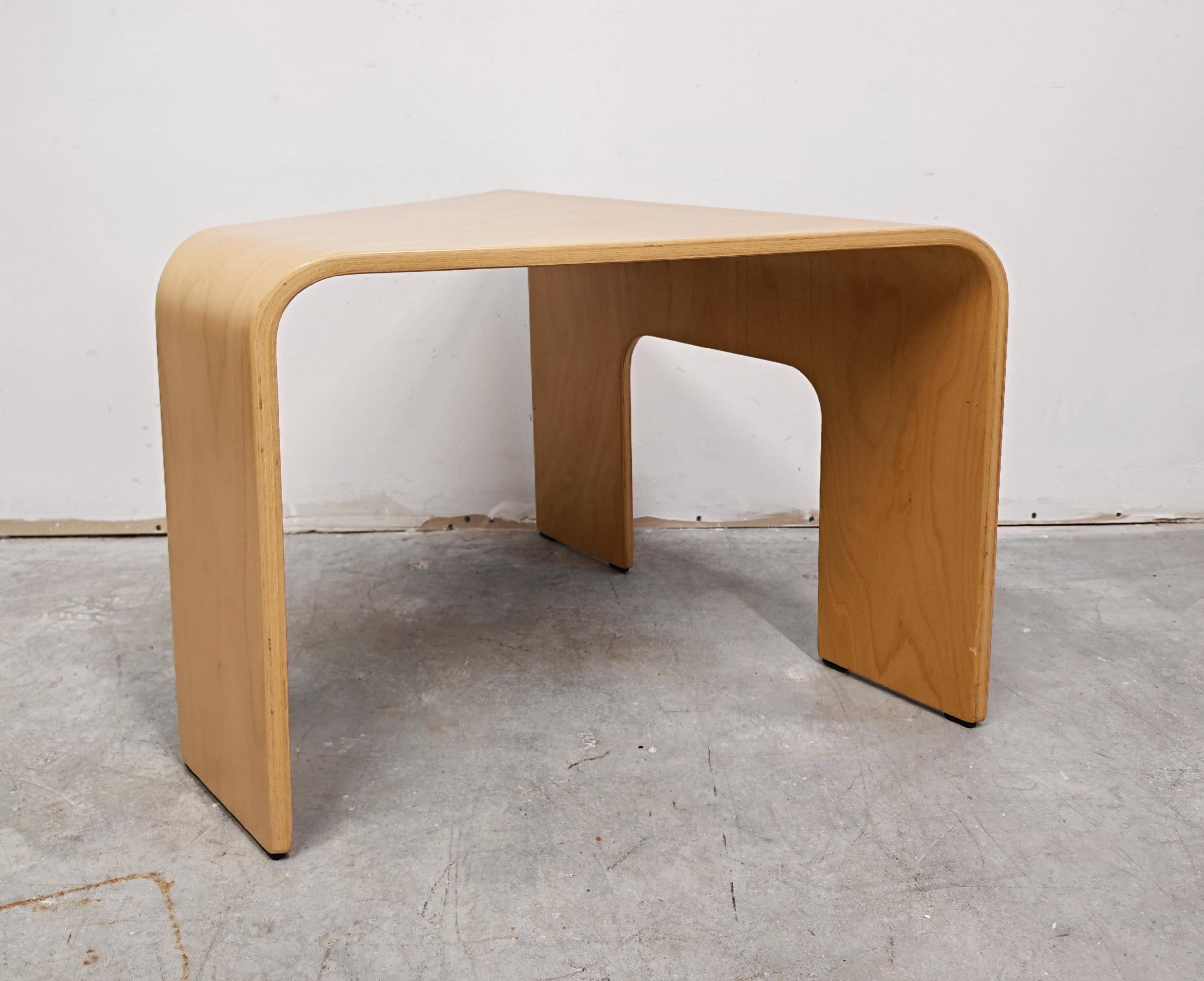 Postmodern side table made of beech plywood by Ekornes Stressless from the 1980s.