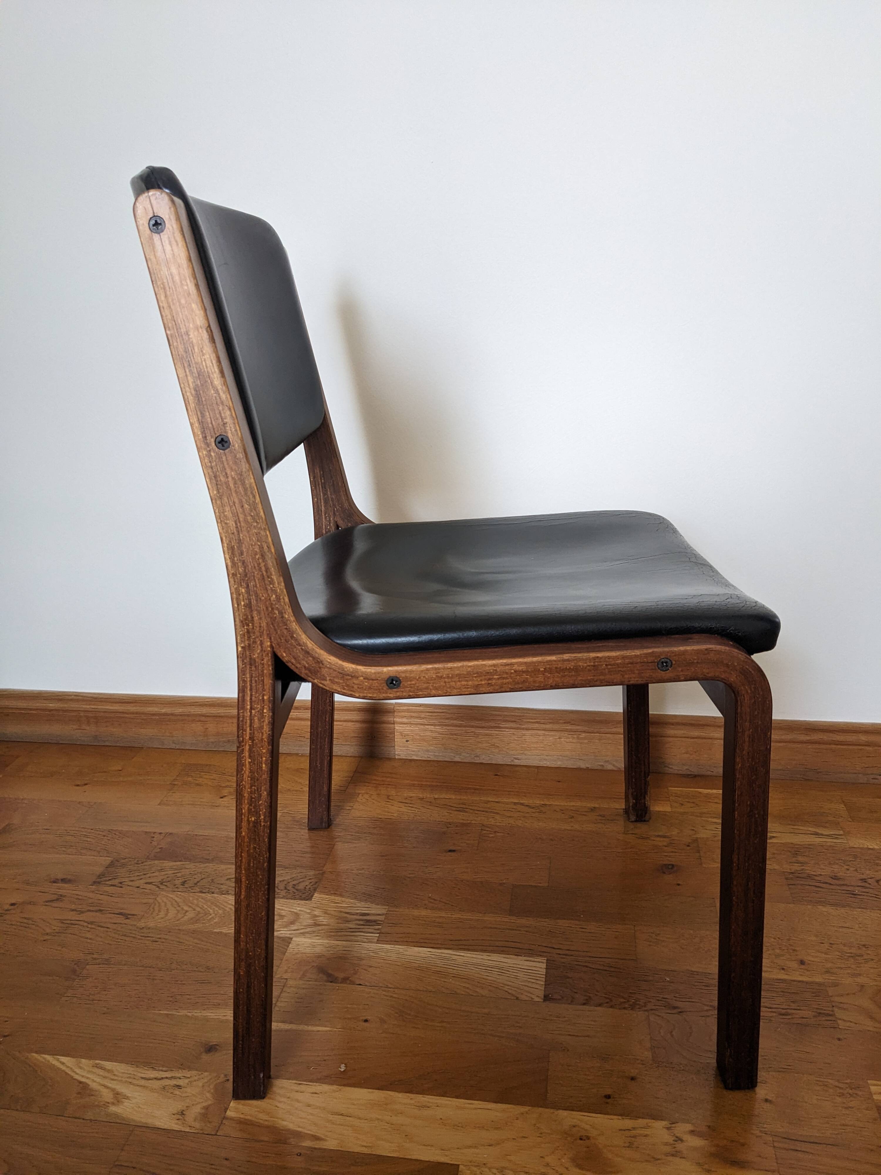 Vintage leather and wood chair pair