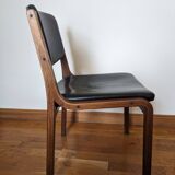 Vintage leather and wood chair pair