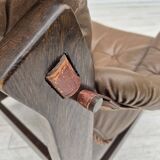 1970s, Scandinavian design, chair in safari style, original condition, leather.