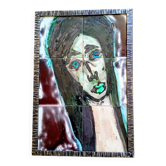 1960s: 6 Glazed ceramic tiles mounted in a frame - female figure