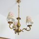 Lustre vintage avec trois abat-jours fait main en tissu