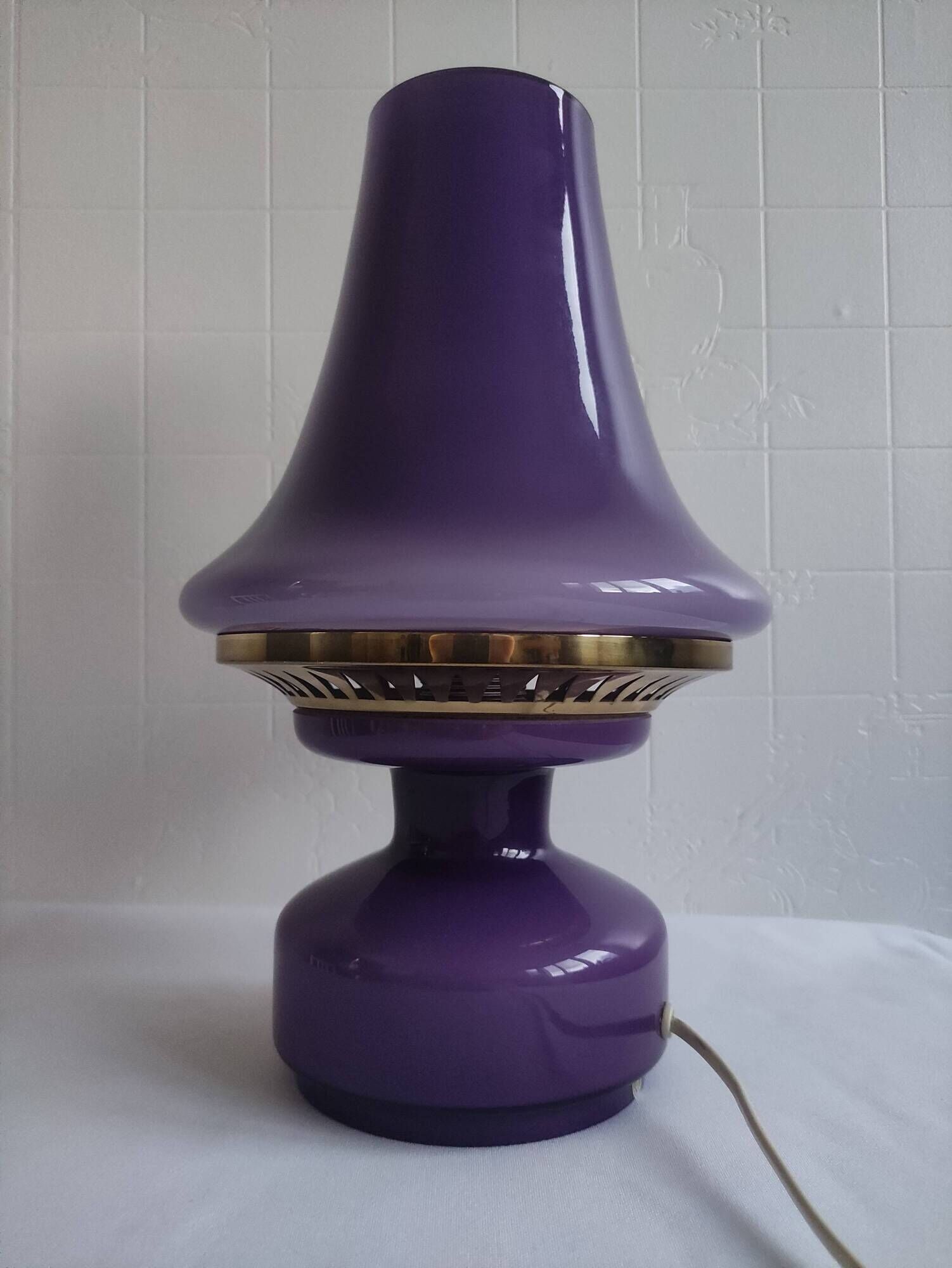 Mushroom Lamp Hans-Agne Jakobsson B124 Violet/Purple Glass Sweden 1960
