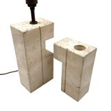 Mid-century modern travertine table lamp, Nucleo Sormani Italy 1960s