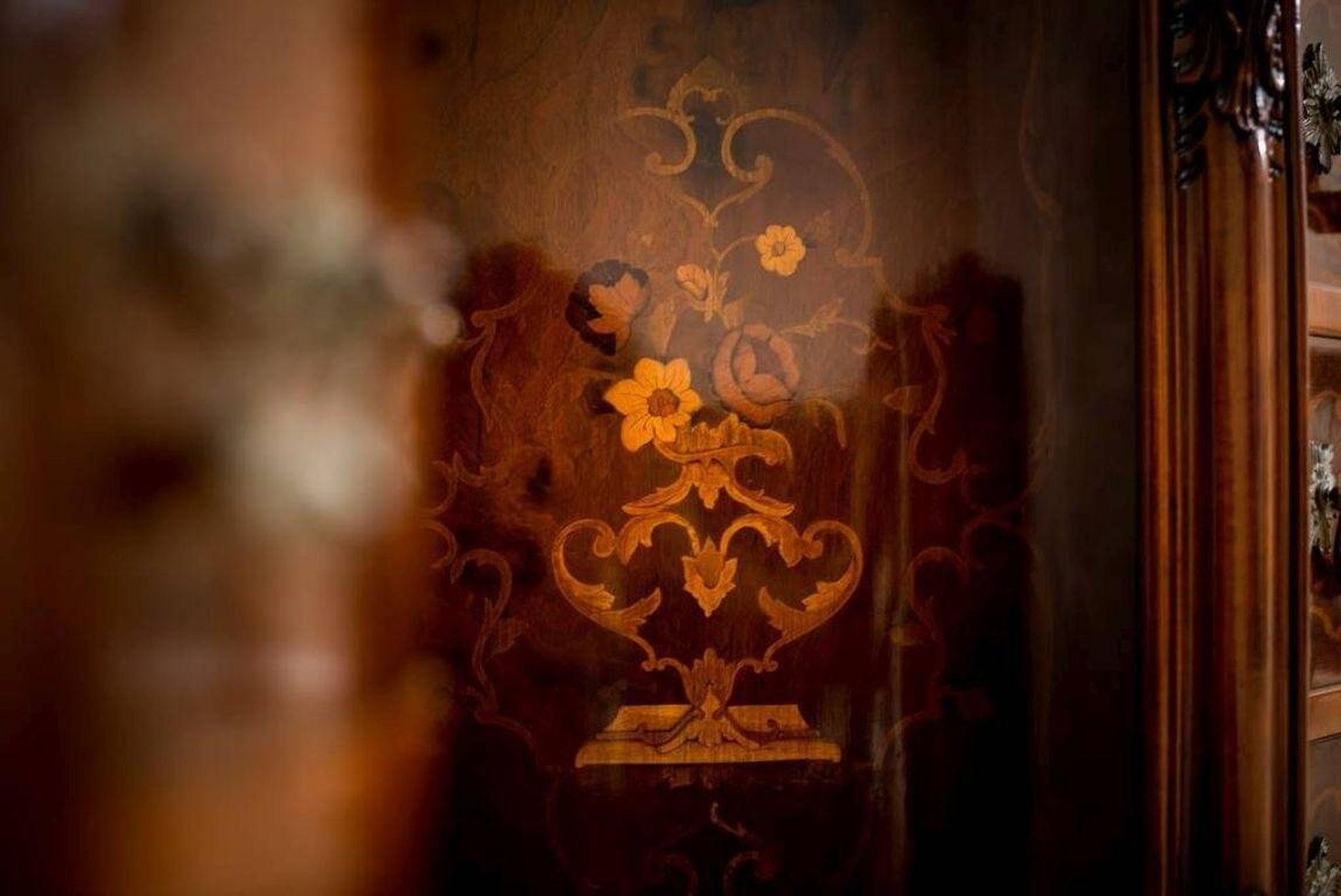 French Louis XV Style Walnut Marquetry Commode, 1950s
