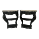 Pair of blackened wooden consoles, marble top