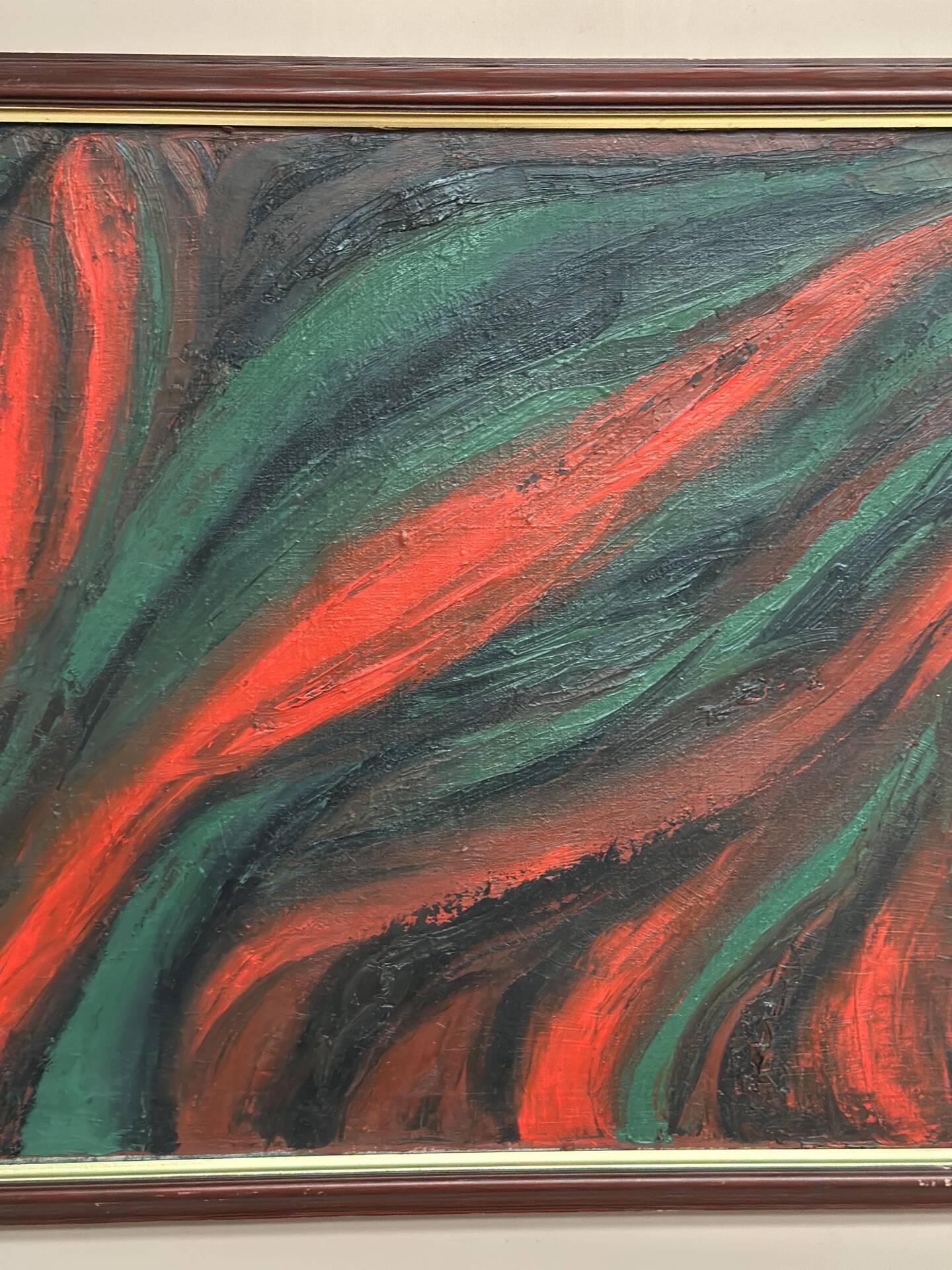 Original Swedish Oil on Canvas – Abstract Expressionist Composition – Vintage & Framed