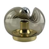 Smoked Glass & Gold Chromed table lamp futura by Peill and Putzler 1970