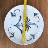 Flat Plate or Small Round Porcelain Dish Signed Nelly Abstract Flower