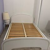 White lacquered bed with gold border with box