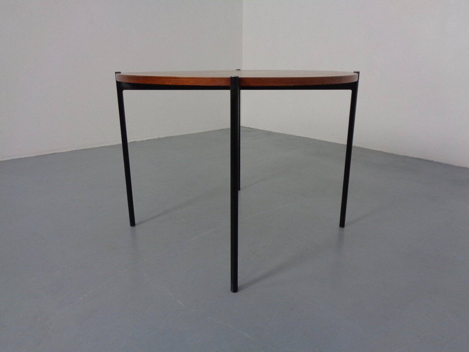 Round teak and steel coffee table from Thonet, 1950s.