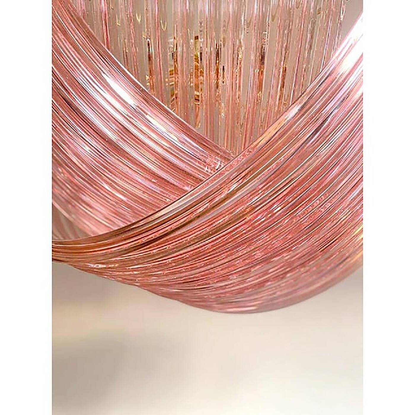 Glass Chandelier Arc in Pink Color With Gold Metal Frame