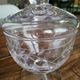 Vintage jewelry box in glass chiseled with leafy foliage on peder with lid