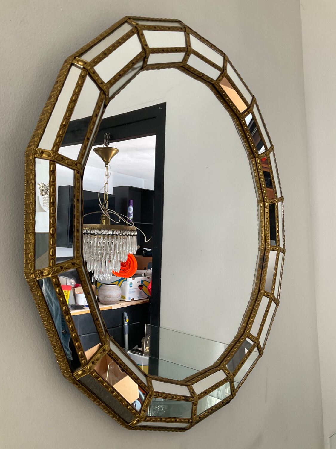 Vintage mirror in brass and parcloses 60s