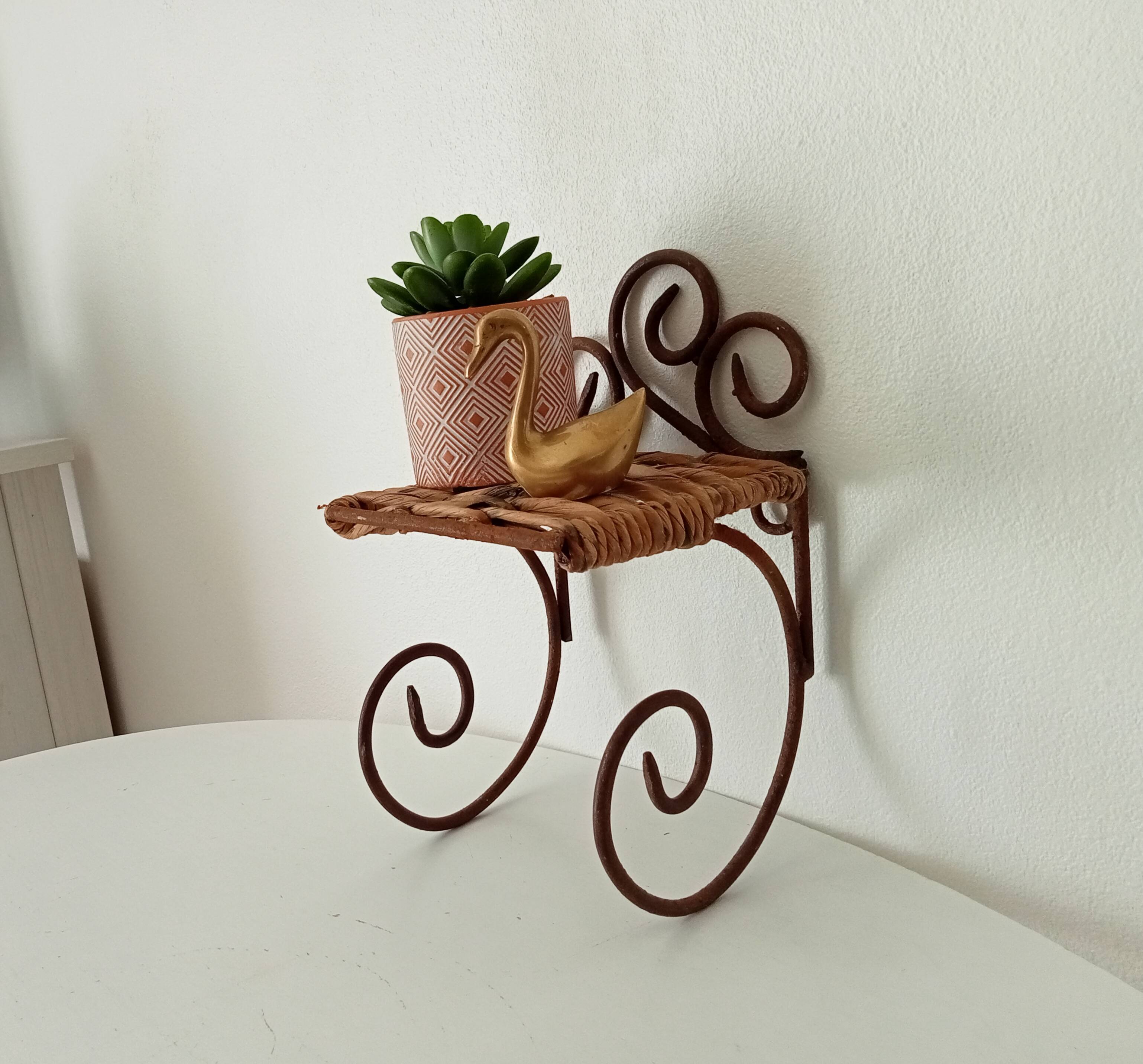 Antique wrought iron wall shelf