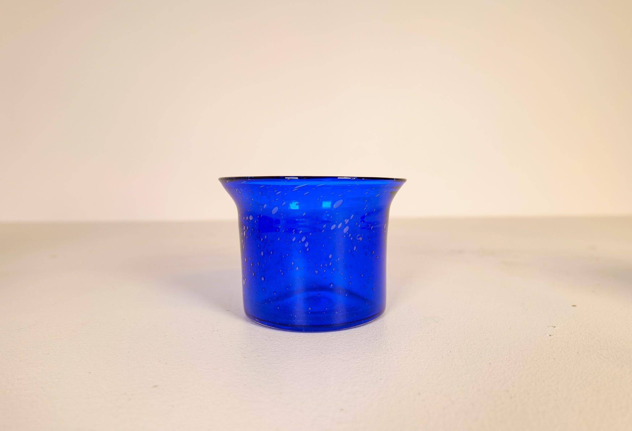 Midcentury collection of eight blue vases by Erik Höglund, Sweden, 1960s.