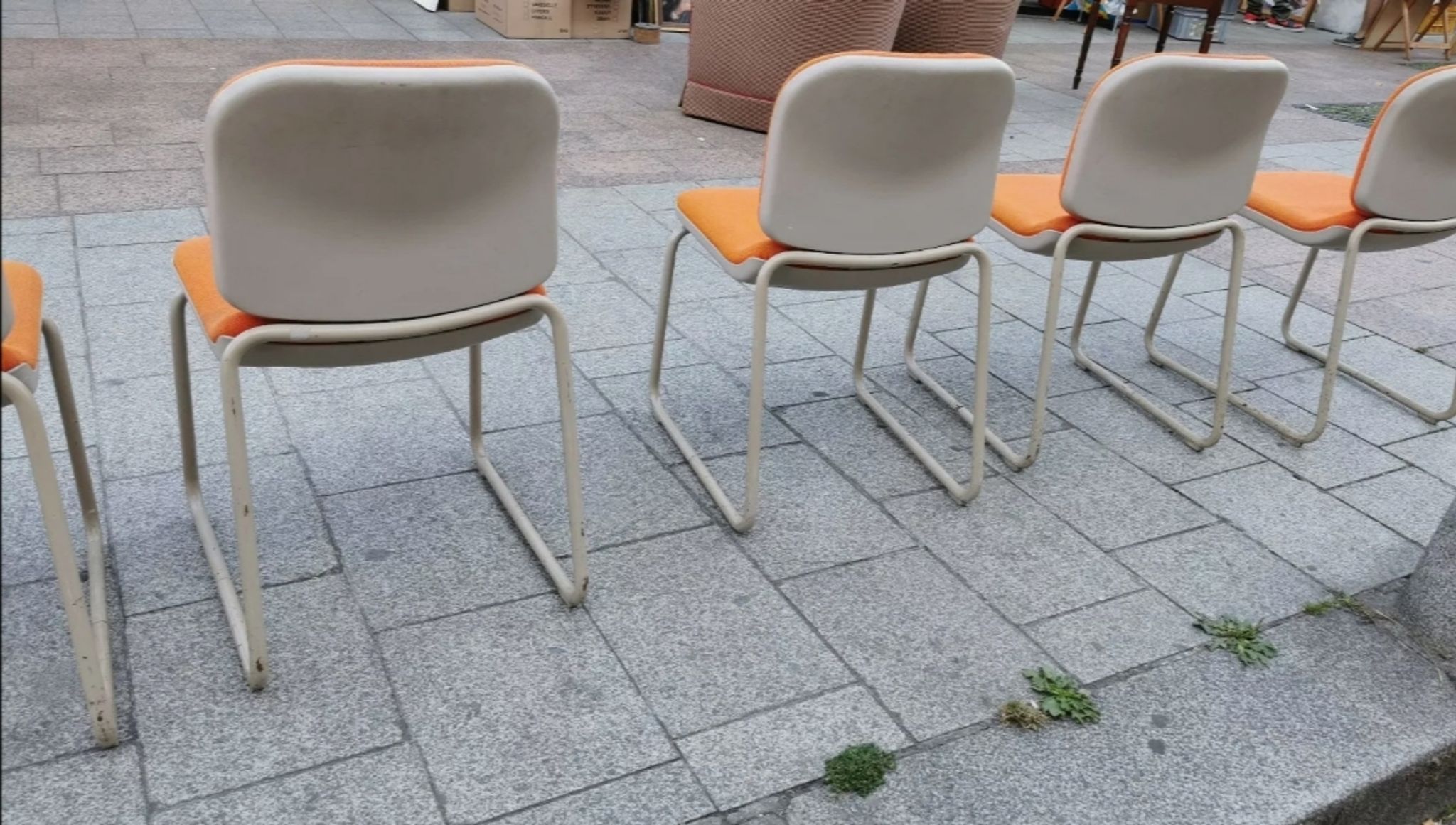 Set of 6 vintage orange Euro Chair Girsberger design chairs