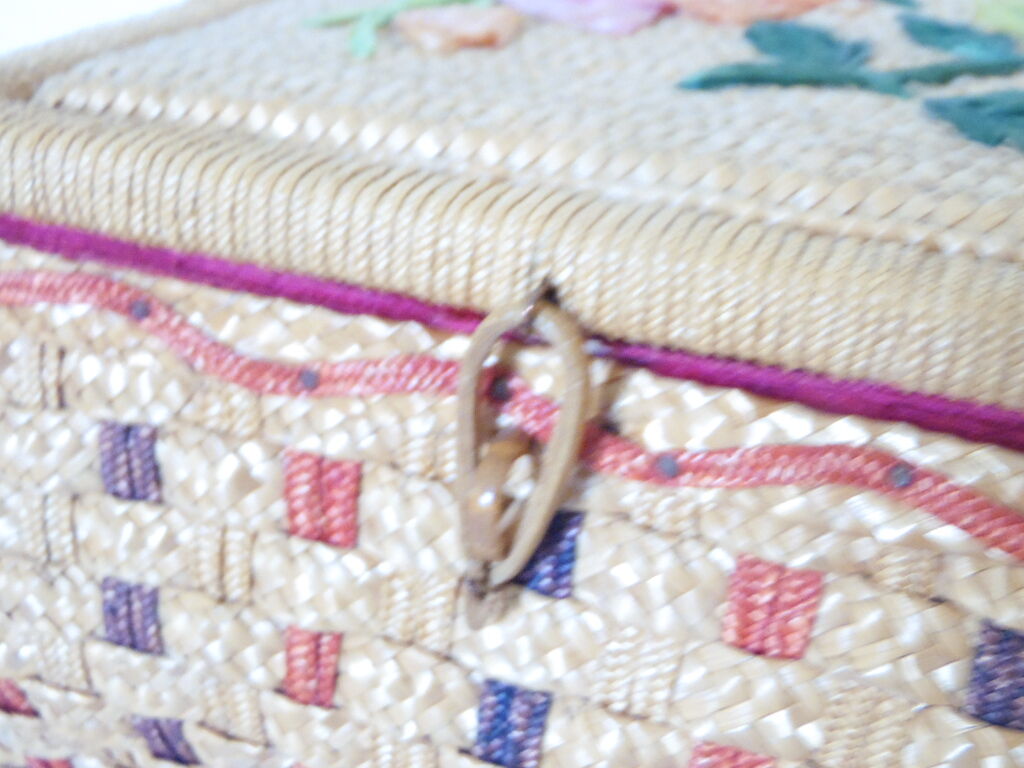 Straw and raffia sewing basket