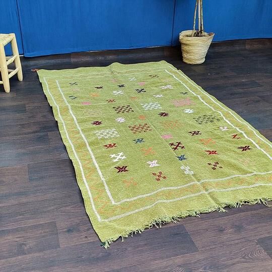 Moroccan berber carpet pistachio green