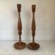 Pair of large wooden candlesticks