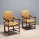 Pair of antique Baroque armchairs in beech, lime and fabric, 18th century.