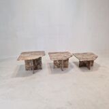 Set of 3 italian marble coffee or side tables, 1970s