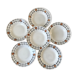 Set of 6 hollow plates badonviller geometric patterns 30s