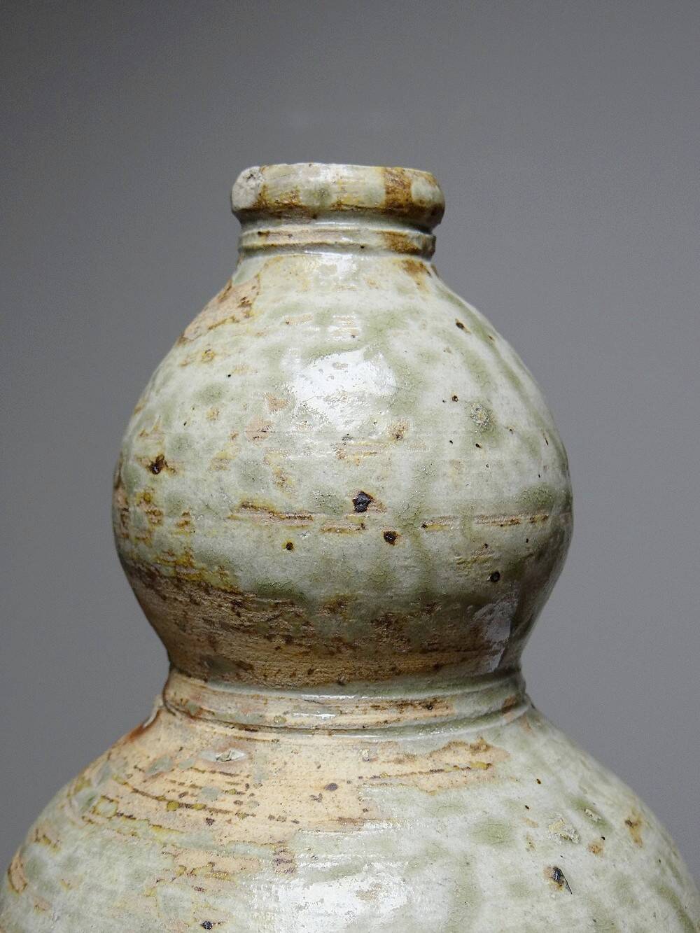 Small double sake flask, Japanese ceramic, Iga, vintage/old collection