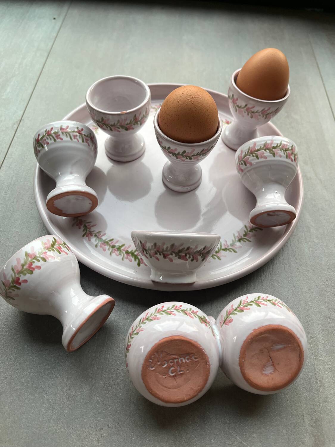 Egg cups, 9-piece service by Michel Spire