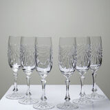 Set de 6 flûtes à champagne en cristal de Lorraine taillé main