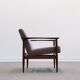 Mid Century Easy Chair in warm gray textile.